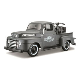 Maisto（マイスト） 1/24 1948 フォード F-1 ハーレー ダビッドソン カスタム 1942 WLA Flathead ブラック ／ ハーレー グッツ アメ車 旧車 レース おもちゃ おすすめ プレゼント プレミア ダイキャストカー ダイキャスト モデルカー ミニカー 車 完成品