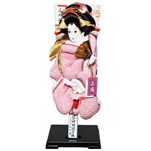 【羽子板】13号正絹鹿の子振袖押し絵羽子板:黒塗楯飾り:江戸勝作【羽子板ケース】【正月飾】