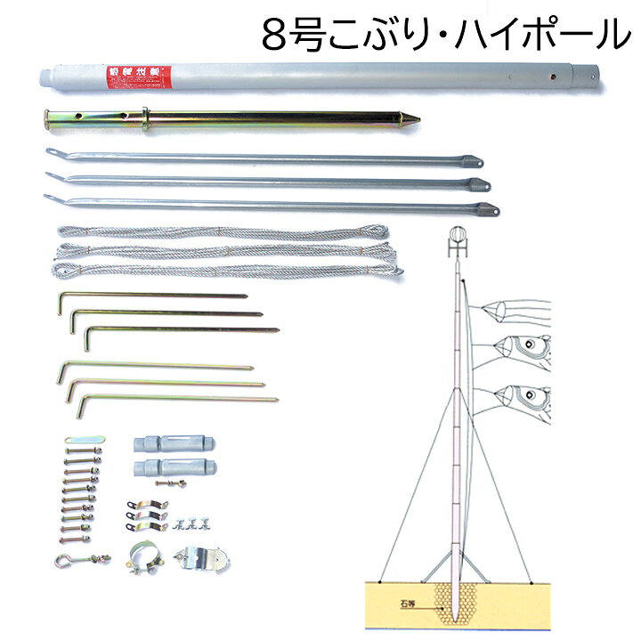 楽天市場】【鯉のぼり用ポール】4m鯉のぼり用ポール:8号こぶり 