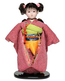 【雛人形】【市松人形】13号市松人形：正絹鹿の子絞り衣裳【愛ちゃん】：翠華作【ひな人形】【浮世人形】