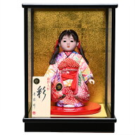 【木目込市松】【市松人形】6号 木目込チリメン京都西陣織友禅衣装市松：芳俊作：ケース入り【ひな人形】…