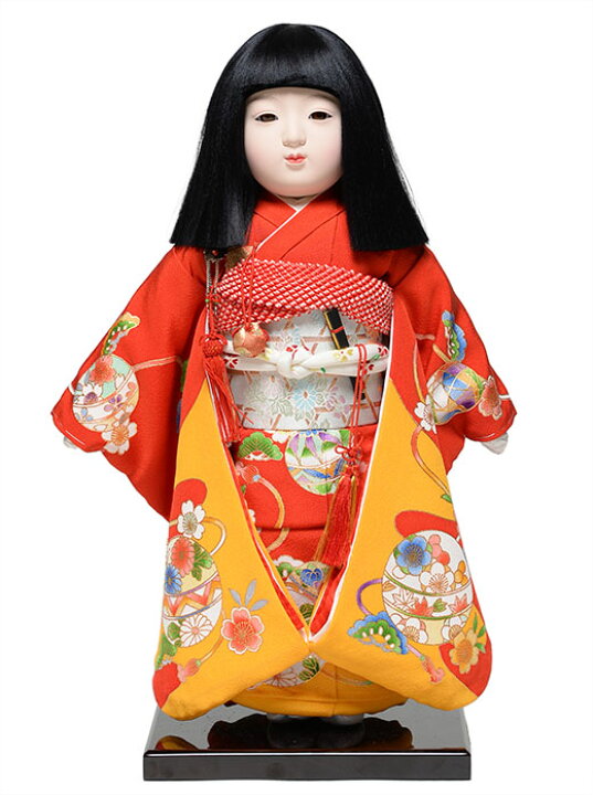 楽天市場 ひな人形 市松人形 12号市松人形 正絹京染手縫衣裳 元賀章介作 元賀章介 本仕立市松 人形の伏見屋