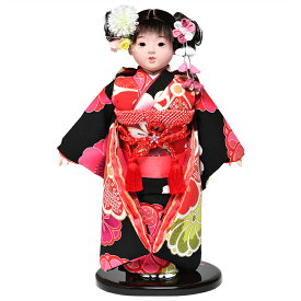 【ひな人形】【市松人形】10号市松人形：金彩花柄衣装：敏光作【浮世人形】