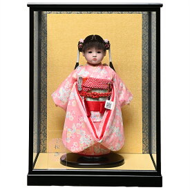 【ひな人形】【市松人形】10号市松人形：京友禅桜柄衣装：松寿作：ケース入り【浮世人形】