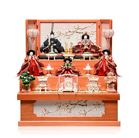 【雛人形収納飾】京小三五親王芥子官女：彩奈雛（オーロラピンク）：平安翠泉作【雛人形】【親王飾】