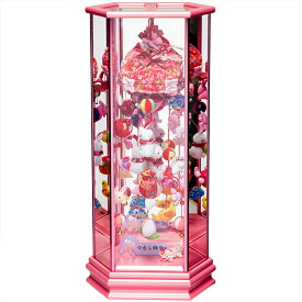 【ひな人形】うさぎと手まりロイヤルピンク六角鏡バックケース飾【吊るし雛】