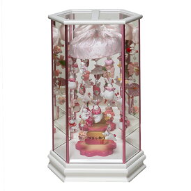 【雛人形】【ひな人形】うさぎと花のつるし飾　パールホワイト六角鏡バックケース飾【吊るし雛】【ひな人形】