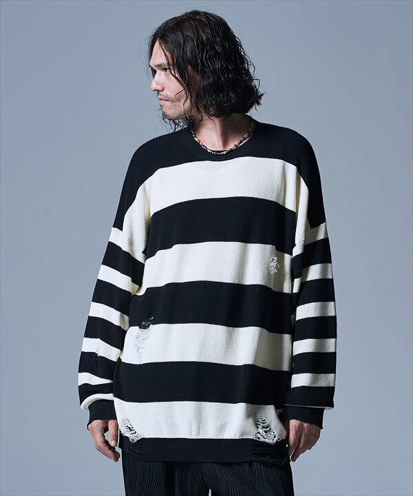 楽天市場】glamb グラム Damaged Border Knit ダメージボーダーニット 