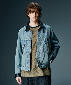 Leather Combination Denim Jacket / ���U�[�R���r�l�[�V�����f�j���W���P�b�g�@glamb �O����