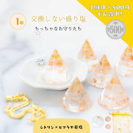 ＼ マラソン中限定 2個目500円 1回限り！／ 龍美 盛り塩 1年間 交換不要 ミニ円錐 盛り塩 2個 八角皿1枚 ☆ セット 風水 ヒマラヤ岩塩 シトリン入り 浄化 開運 魔除け 玄関 運気アップ 送料無料
