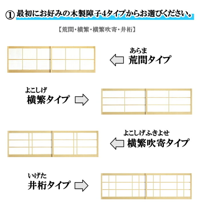楽天市場】木製障子 スプルス白木 荒間・横繁吹寄・横繁 高さ：600mm 