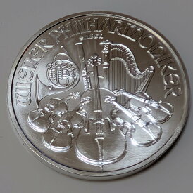 新古品！「ウィーン・フィルハーモニー銀硬貨」1オンス　Silver　（Vienna Philharmonic Coin）1オンス　オーストリア　で発行　APMEX社クリアケース入り