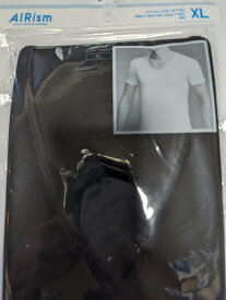 ユニクロ　エアリズム　AIRism　Tシャツ　XL　黒　ブラック ユニクロ社製 Vネック　MEN　ポチエステル88％　　ポリエチレン12％