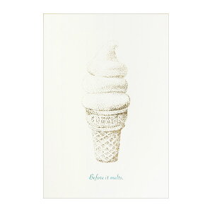 箔押し 暑中はがき ソフトクリーム 3枚 ROKKAKU フタバ ハガキ 挨拶状 スイーツ アイス カフェ おしゃれ かわいい 可愛い シンプル メッセージ 日本製 モダン 白色 ホワイト ゴールド キラキラ
