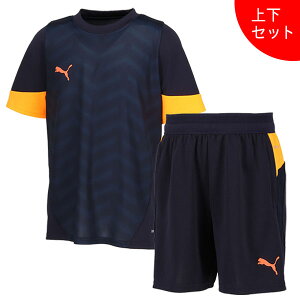【上下セット】プーマ PUMA JR INDCUP 半袖シャツ トレーニングショーツ 660502 660498 サッカー フットサル プラクティスセット 子供用 ネイビー