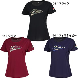 【ネコポス送料無料】フィラ FILA テニスウエア フェイクボーダープリント アップリケ Tシャツ レディース VL2696