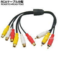 ビデオ・オーディオ2分配ケーブル ビデオ+オーディオ(オス)→ビデオ+オーディオ(メス)x2個 COMON (カモン…