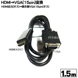 HDMI(パソコン)→VGA変換ケーブル COMON (カモン) AVGA-15 ●HDMI(オス)→VGA(オス) ●プロジェクター出力等 ●長さ：約1.5m