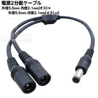 DC電源供給2分配ケーブル 外径5.5mm内径2.1mm(オス)-外径5.5mm 内径2.1mm(メス)2分配 COMON(カモン) 5521…