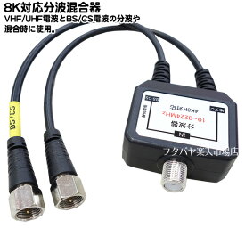 8k対応アンテナ分波器 地上デジタルとBS/CSに振り分けます。 ●アンテナケーブル分波器 ●10〜3224MHz 75Ω ●2K/4K/8K対応品 ●約20cmのケーブル ●COMON F-XY