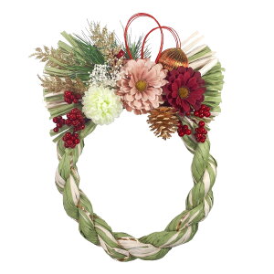 【売れ筋】【当店オススメ】正月飾り 紙しめ縄リース リース 造花 アーティフィシャルフラワー 壁掛