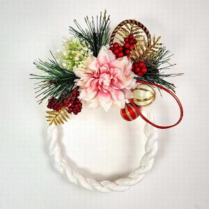 【売れ筋】【当店オススメ】正月飾り 紙しめ縄リース リース 造花 アーティフィシャルフラワー 壁掛