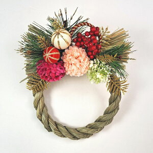 【売れ筋】【当店オススメ】正月飾り しめ縄リース リース 造花 アーティフィシャルフラワー 壁掛