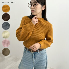 半額クーポンで2995円★ニット リブニット レディース 毛玉になりにくい ハイネック ぽわん袖 ニット トップス 冬 ボトルネック バルーンスリーブ ランタンスリーブ ファッション YP/ ボトルネックバルーン袖ニットプルオーバー