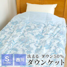 ダウンケット シングル 西川 洗える 羽毛肌掛け布団 150×210 ダウン50％ 0.25kg 春 夏布団 RC0001B