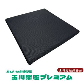 "玉川楽座プレミアム" フロアクッション 55×59cm 体重による負担を分散させる座布団 腰痛対策 高反発 玉川温泉湯の花セラミック 人工北投石 トルマリン ラジウム効果 微弱電流効果 マイナスイオン効果 遠赤外線効果 日本製 送料無料