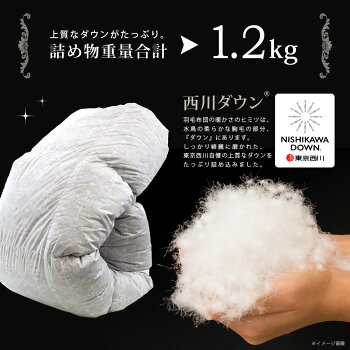 羽毛布団シングル西川ウクライナマザーグース東京西川ダウン93%増量1.2kgシングルロング150×210「CocoroNatureシリーズKazahana(かざはな)」掛け布団送料無料【Cocoroこころ】
