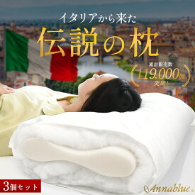 【夏の快眠祭10％OFFクーポン】【3個組】【オルトペディコ枕】イタリア製 アンナブルー スリープメディカル枕（専用ピロケース、枕1個につき1枚付属）エコテックス100認証 まくら 肩こり 首こり 洗える プレゼント ギフト いびき 大きい 頭痛