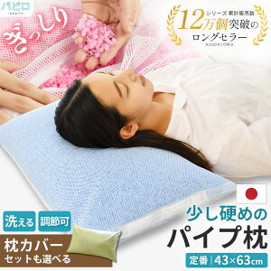 愛されてロングセラー パイプ中芯枕(パイプ枕)約43×63cm 高さ調節可能 枕カバー セット も選べる 枕 まくら 洗える ウォッシャブル 横向き 寝返り 肩こり 日本製 国産 高さ調整 ランキング