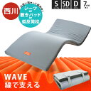 【春・快眠応援10％OFFクーポン】西川 マットレス シングル 150N かため セミダブル ダブル 高反発 敷布団 WAVEマットレス 丸巻きタイプのべ 厚さ7cm 圧縮梱包 高反発マットレス 寝返り 通気性 敷き布団 腰痛 硬め グレー 選べる敷きパッドorシーツor低反発枕 セット