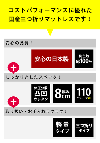 マットレス三つ折りシングル国産日本製3つ折りバランス指圧タイプ敷布団プロファイル軽量車中泊敷き布団