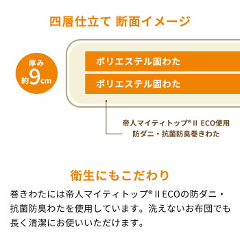 敷き布団セミシングル3サイズ選べるコンパクト敷きふとん敷布団70×20080×20090×200マイティトップ防ダニ抗菌防臭日本製国産ジュニア子供こども来客収納