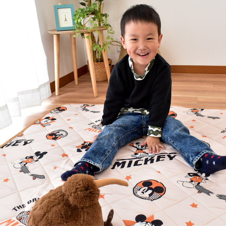 楽天市場 プレイマット 約140 140cm キャラクター ラグ 子供部屋 キッズルーム マット 敷物 正方形 保育園 保育所 ディズニー ミッキーマウス ミッキー アリエル ラプンツェル プリンセス あす楽対応 ベージュ グリーン こだわり安眠館