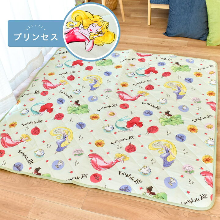 楽天市場 プレイマット 約140 140cm キャラクター ラグ 子供部屋 キッズルーム マット 敷物 正方形 保育園 保育所 ディズニー ミッキーマウス ミッキー アリエル ラプンツェル プリンセス あす楽対応 ベージュ グリーン こだわり安眠館