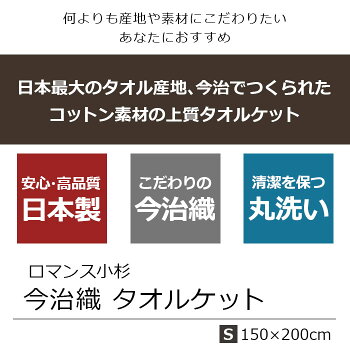 ロマンス小杉タオルケット今治織ゆったりサイズ綿100%シングル150×200cmコットンパイル地夏肌掛けタオルケット丸洗い
