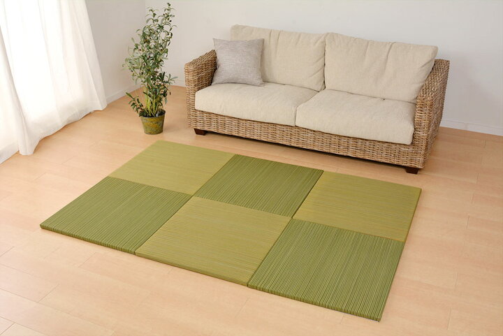 ユニット畳 同色6枚セット 約65×65cm 置き畳 い草 カラフル 軽量 紗彩 