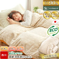 【暖か応援10％OFFクーポン】西川 羽毛布団 シングル 日本製 ダウン90% ecoダウン 国内洗浄 羽毛合掛け布…