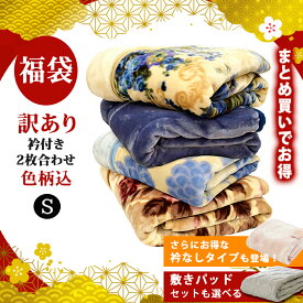 【羽毛・毛布祭10％OFFクーポン】福袋 毛布 シングル 2枚合わせ 選べる衿なしor衿付き ★西川の敷きパッド セットも選べる★ 色柄おまかせ（無地含む）【訳あり アウトレット】 マイヤー毛布 140×200cm 掛け毛布 冬 B品 重量いろいろ 毛布 ブランケット 暖かい 節電 柄任せ
