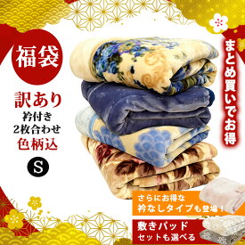 【羽毛・毛布祭10％OFFクーポン】福袋 毛布 シングル 2枚合わせ 選べる衿なしor衿付き ★敷きパッド セットも選べる★ 色柄おまかせ（無地含む）【訳あり アウトレット】 マイヤー毛布 140×200cm 掛け毛布 冬 B品 重量いろいろ 毛布 ブランケット 暖かい 節電 柄任せ
