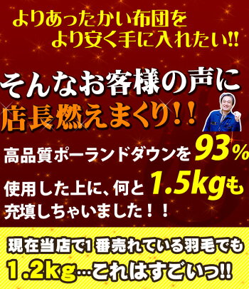 【送料無料】【ロイヤルゴールドラベル】ポーランド産ホワイトダウン93%大増量タイプ1.5kg国産羽毛布団/羽毛ふとん/うもうぶとんシングルロング