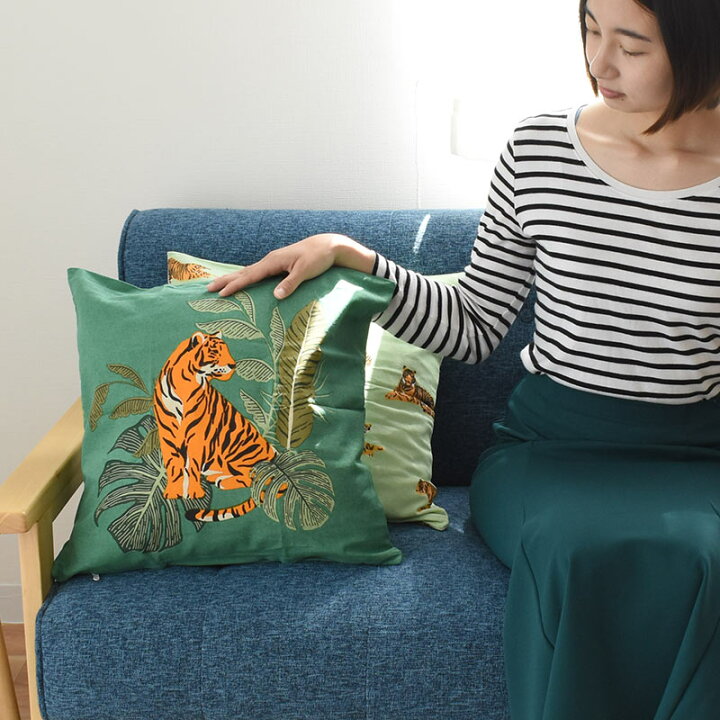 楽天市場 寅 クッションカバー 45 45cm タイガー 綿100 クッション コットン Cotton お洒落 トラ 虎 とら アニマル 動物 かっこいい 個性的 こだわり安眠館