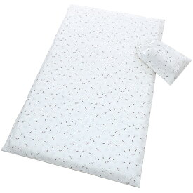 お昼寝敷き布団カバー （ 70×120×3cm用 ） 巾着袋付き シマエナガ ホワイト 日本製 お昼寝布団カバー 綿100％ 【 保育園・幼稚園お昼寝用 お昼寝敷きふとんカバー お昼寝ふとんカバー ベビー布団カバー お昼寝 】【 メール便 対応 】[M便 8/8]