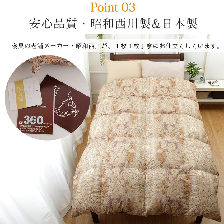 楽天市場】＼SS価格／羽毛布団 昭和西川 シングル ホワイトグース 90 