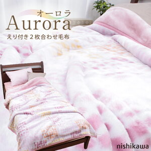 西川 毛布 オーロラ あったか 2枚合わせ毛布 S シングル 140×200cm オーロラ柄 ドット柄 可愛い マイヤー毛布 西川製 洗濯機OK SP4274TN SP5251TN 【FQ04045228】