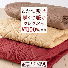 全品P5＆クーポン★夏超得[15日0時～24H] こたつ敷き布団 正方形 日本製 綿100％ ジンペット こたつ布団 ウレタンフォーム使用 コタツ敷き布団 190×190cm 無地 コタツ布団