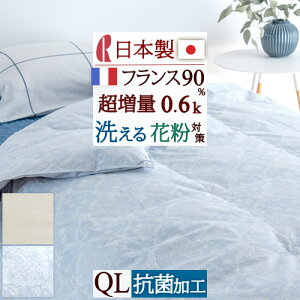 秋得★最大10%OFFクーポン 羽毛肌掛け布団 クィーン クイーンサイズ 洗える 日本製 羽毛布団 夏用 ダウンケット 羽毛ふとん ロマンス小杉 肌掛け布団 フランス産ダウン90% 増量0.6kg 羽毛肌布